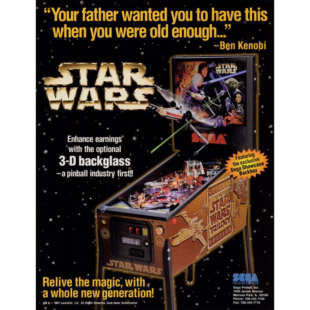 Star Wars Trilogy Pinball FLYER Original NOS 1997 Art Print Sheet Sci-Fi